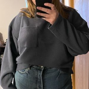 Blue Oversized Pocket Sweatshirt